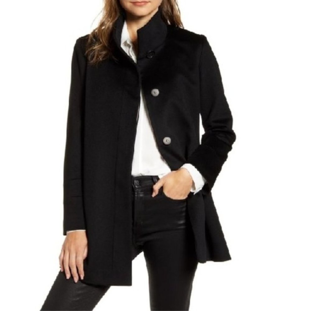 Fleurette Stand Collar Wool Car Coat